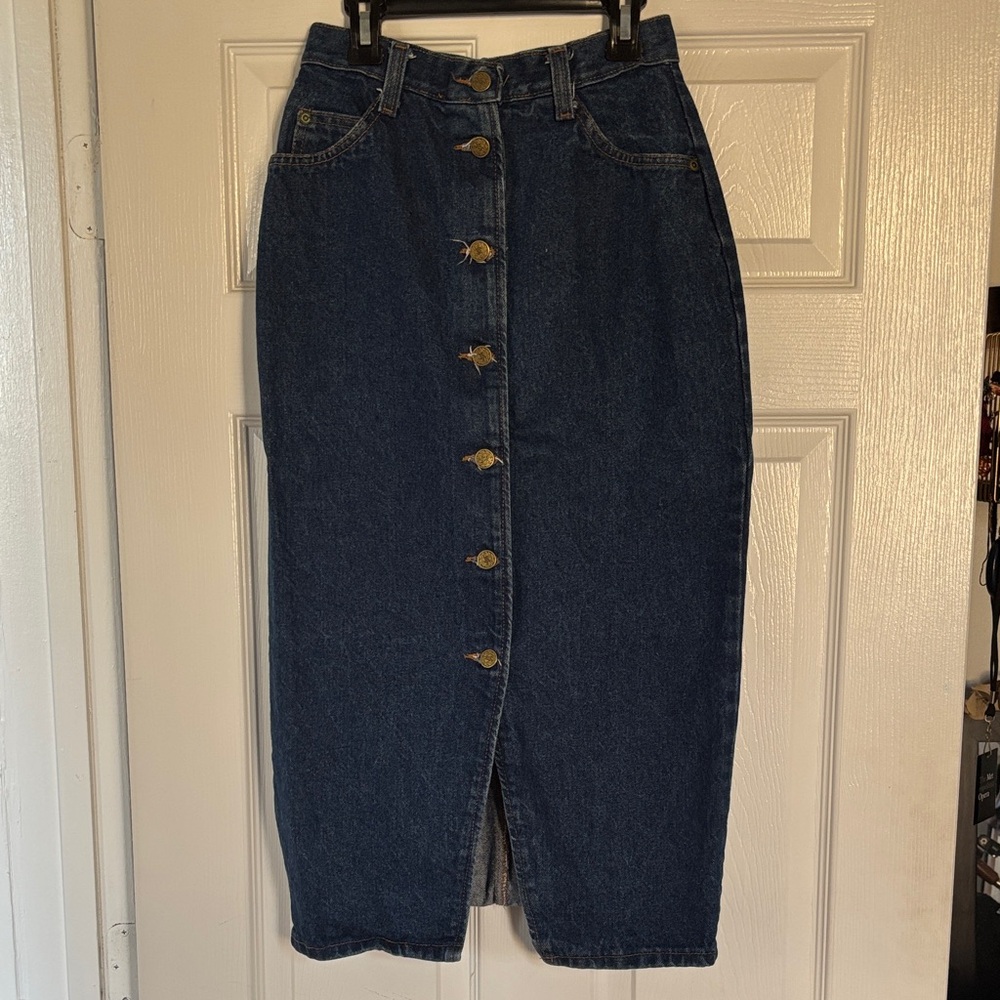 Button-Front Denim Skirt